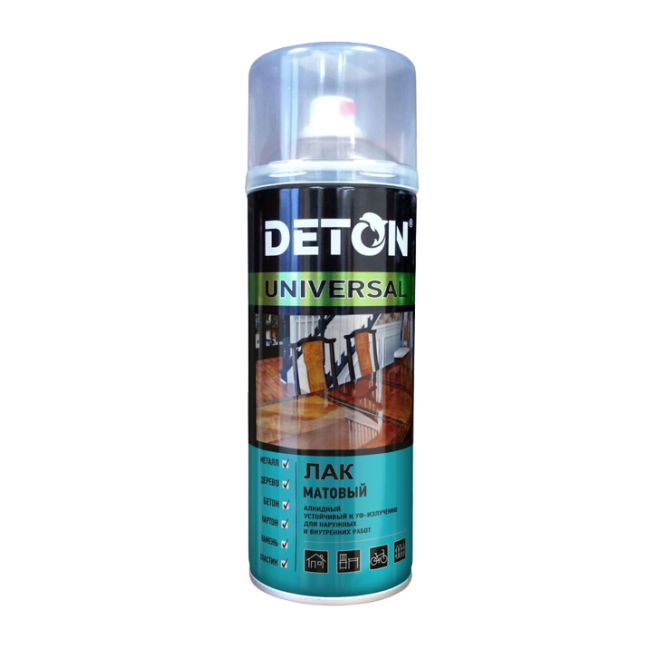 S9029 Лак Күңгірт әмбебап алкидті аэрозоль, 520 мл «Deton/Deton Universal» DTN-A07569 – Кантда сатып алу | Deton Universal | carpaint.kz