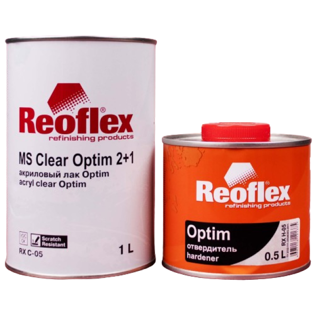 Reoflex Лак 2К МS Clear Optim 2:1 Акриловый + Отвердитель МS, 1л + 0,5л RX C-05-1000 + RX H-05-500 – купить в Кант | Reoflex | carpaint.kz