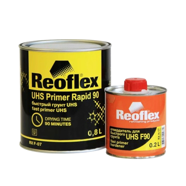 Reoflex Reoflex 2K 底漆 UHS 丙烯酸 4+1 黑色 + 固化剂，0.8l+0.2l RX F-07(В)-800 + RX H-17-200 图片 – 坎特 | carpaint.kz